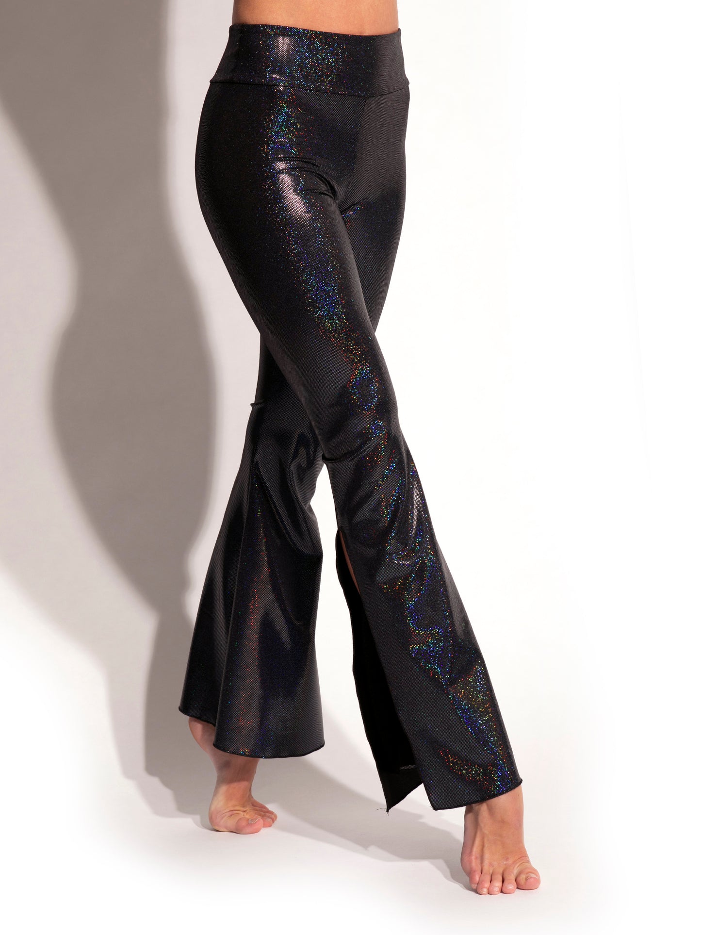 Bell Bottom Slit Hologram Pants