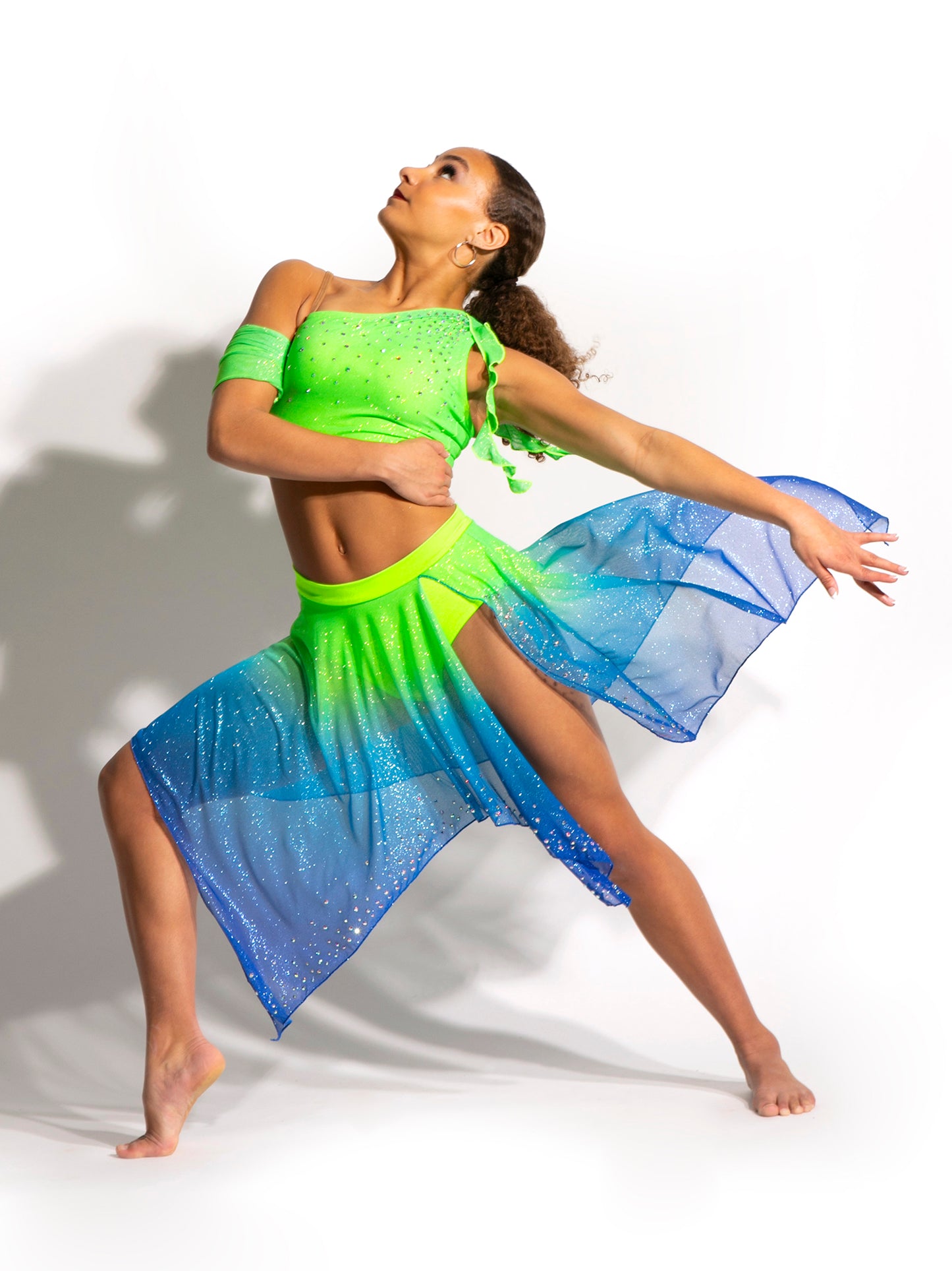 Ruched Glitter Mesh Arm Bands