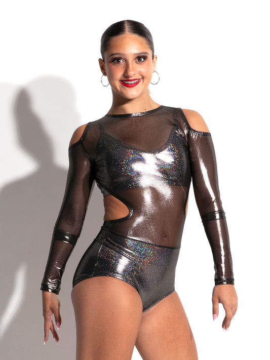 Estelle Metallic Mesh Leotard Set