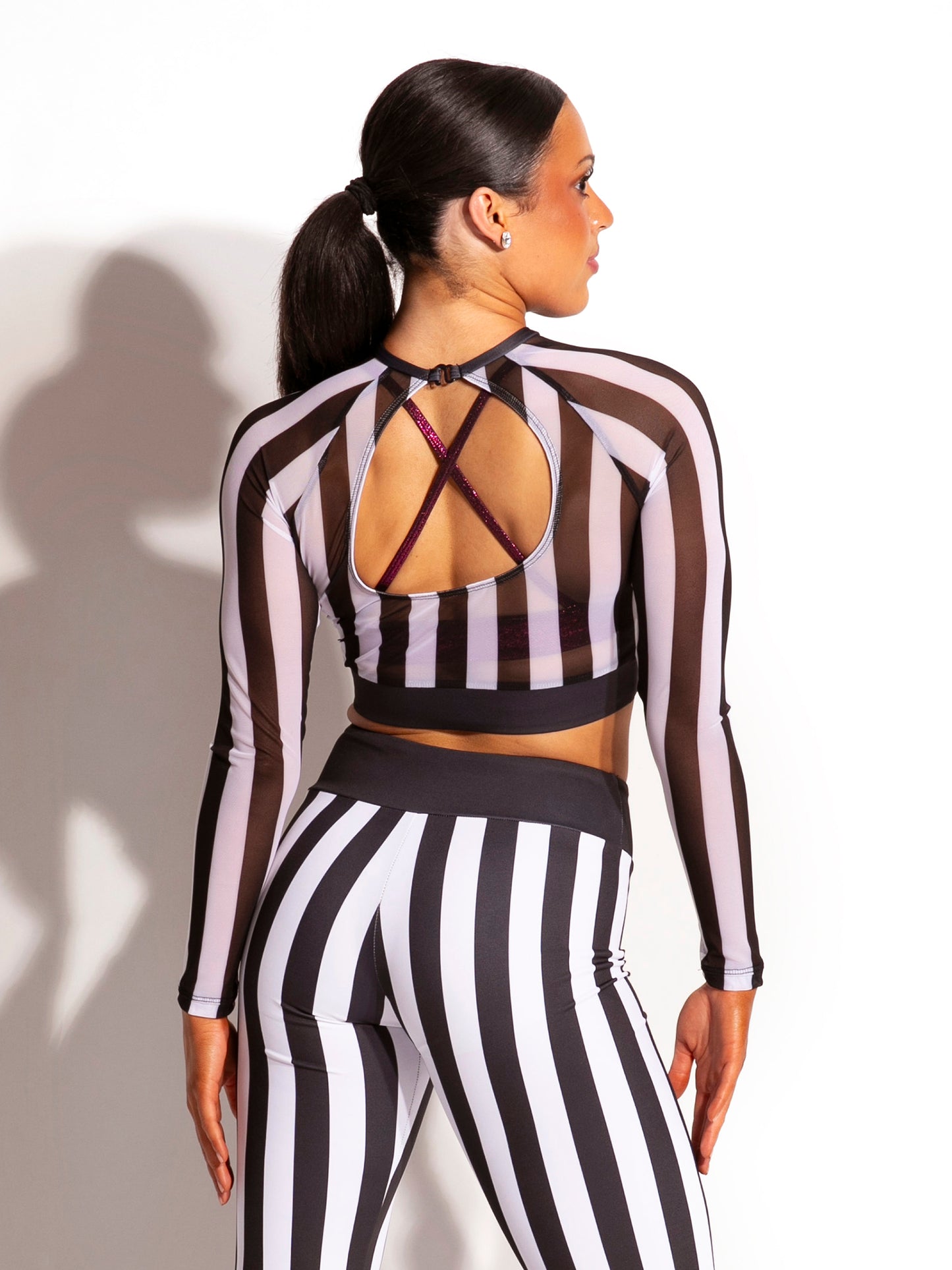 Kimberly Stripe Mesh Crop Overlay