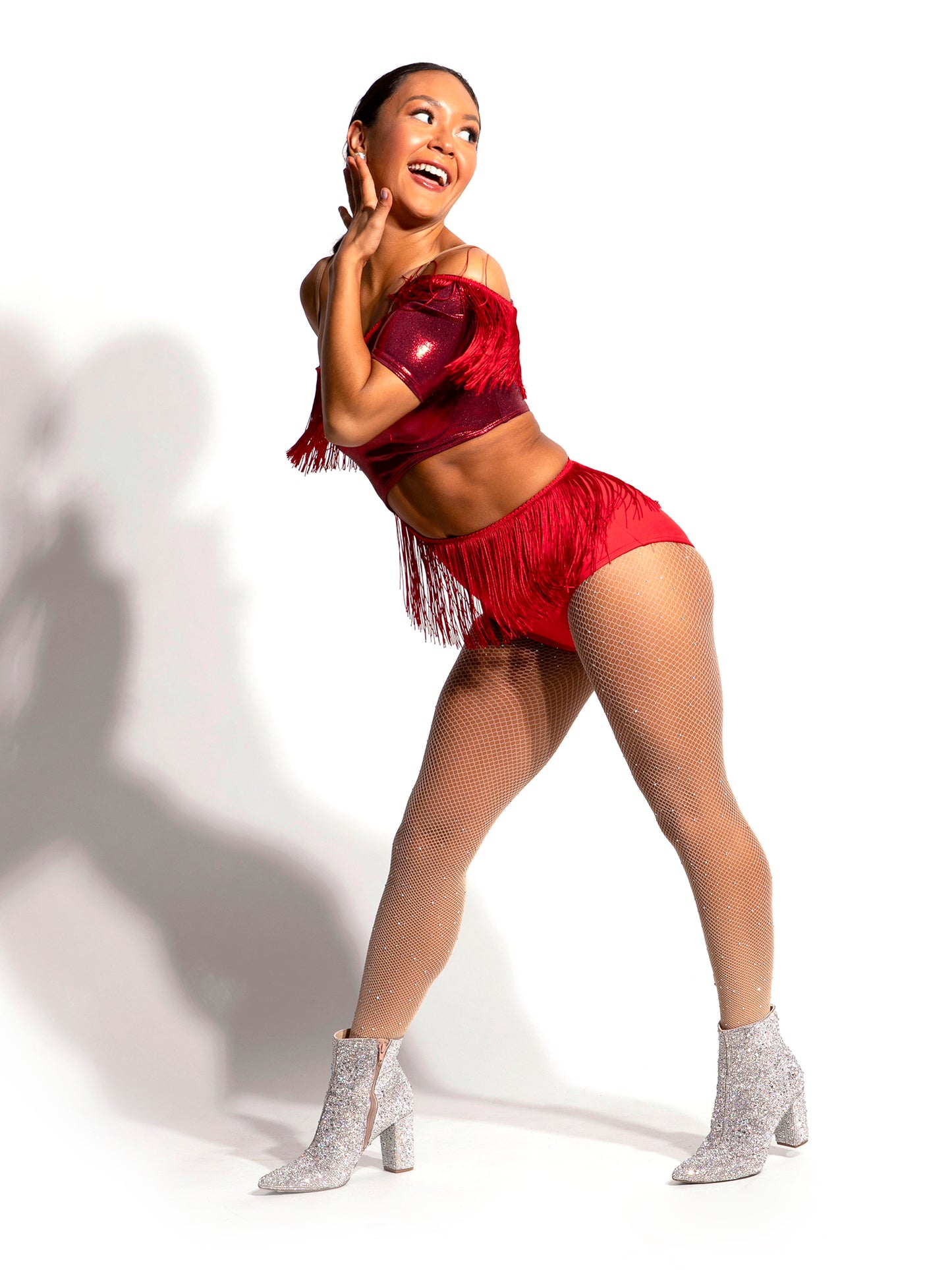 Oblique Fringe Leotard