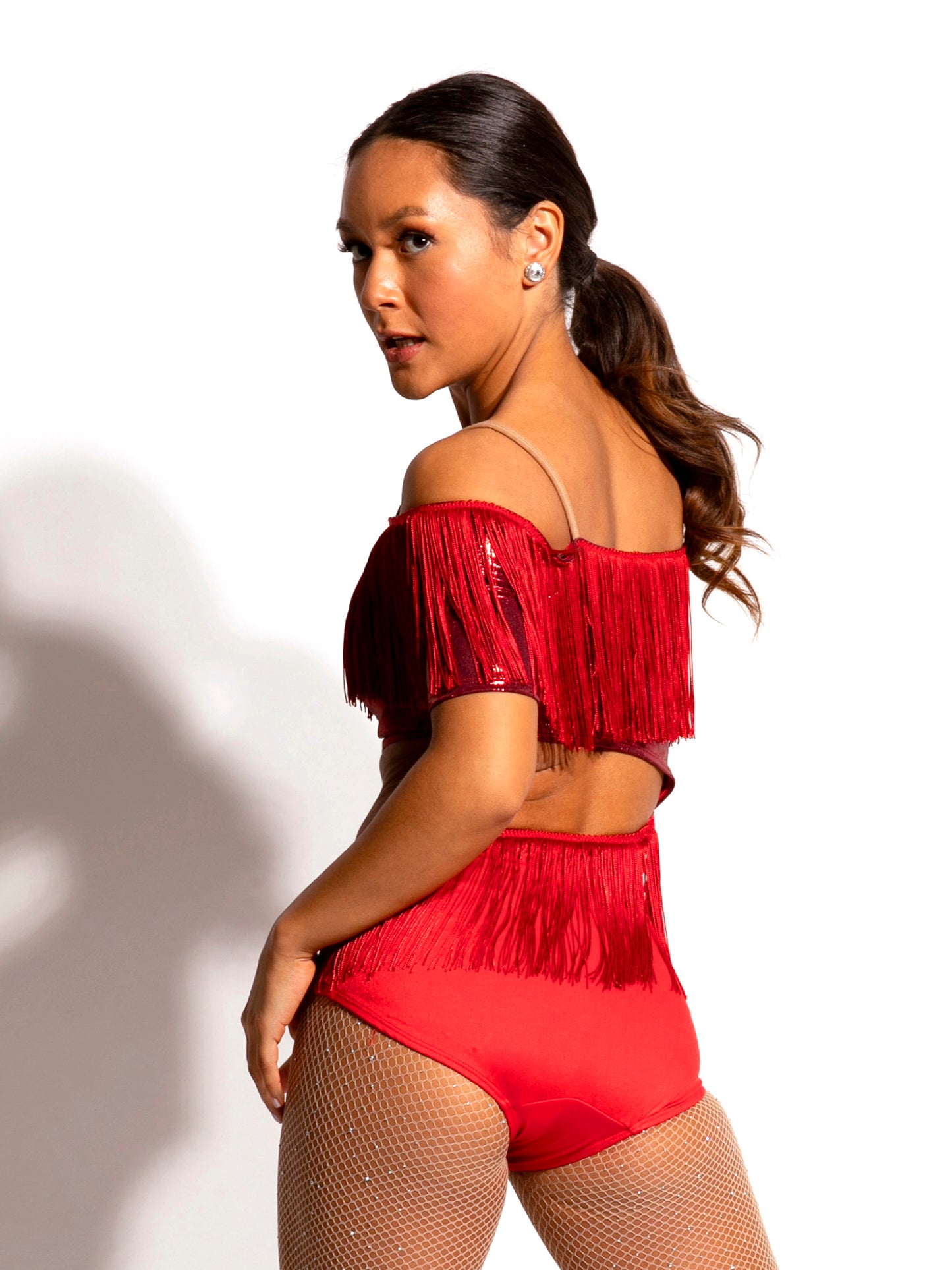 Oblique Fringe Leotard