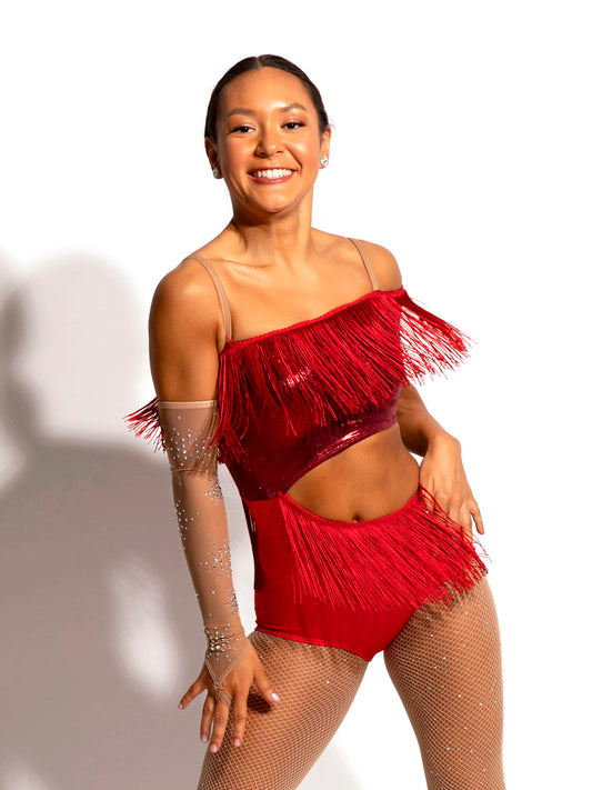 Oblique Fringe Leotard