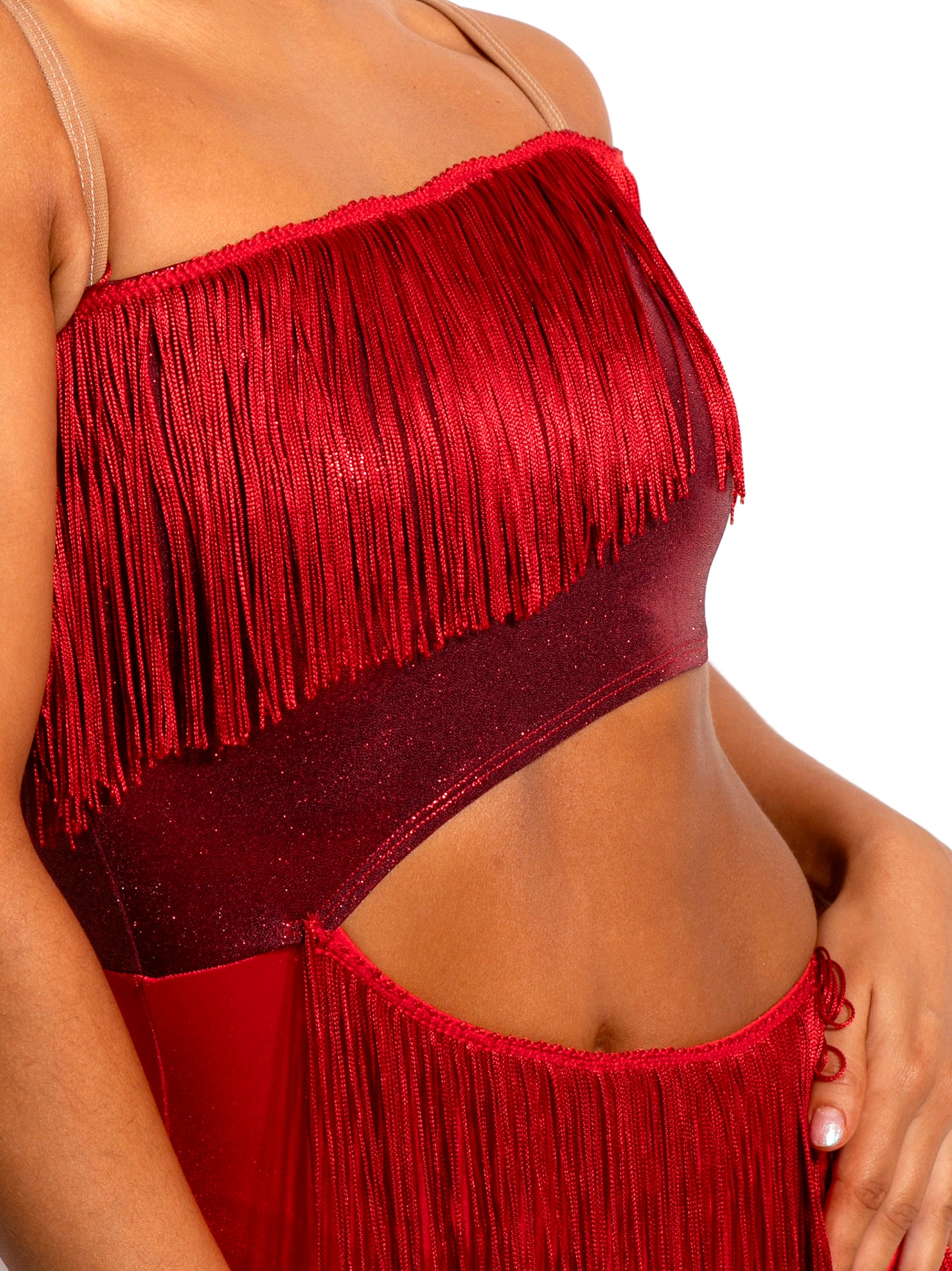Oblique Fringe Leotard