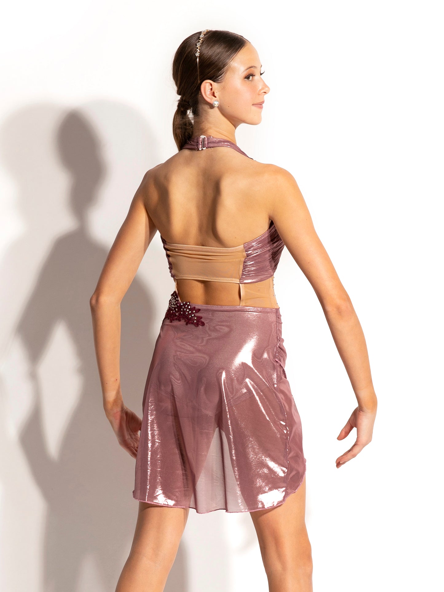 Rosemary Metallic Mesh Dress With Appliques