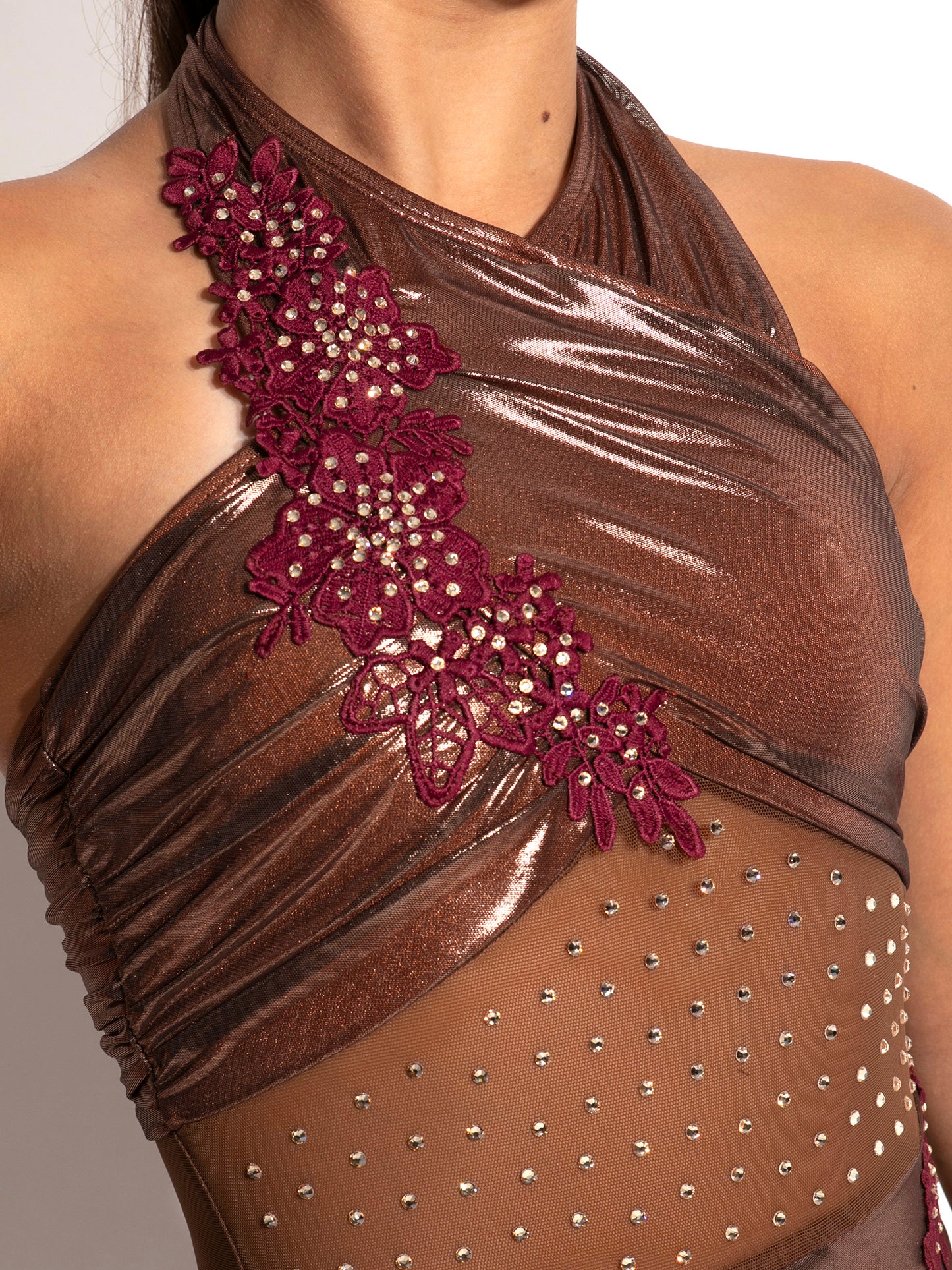 Rosemary Metallic Mesh Dress With Appliques