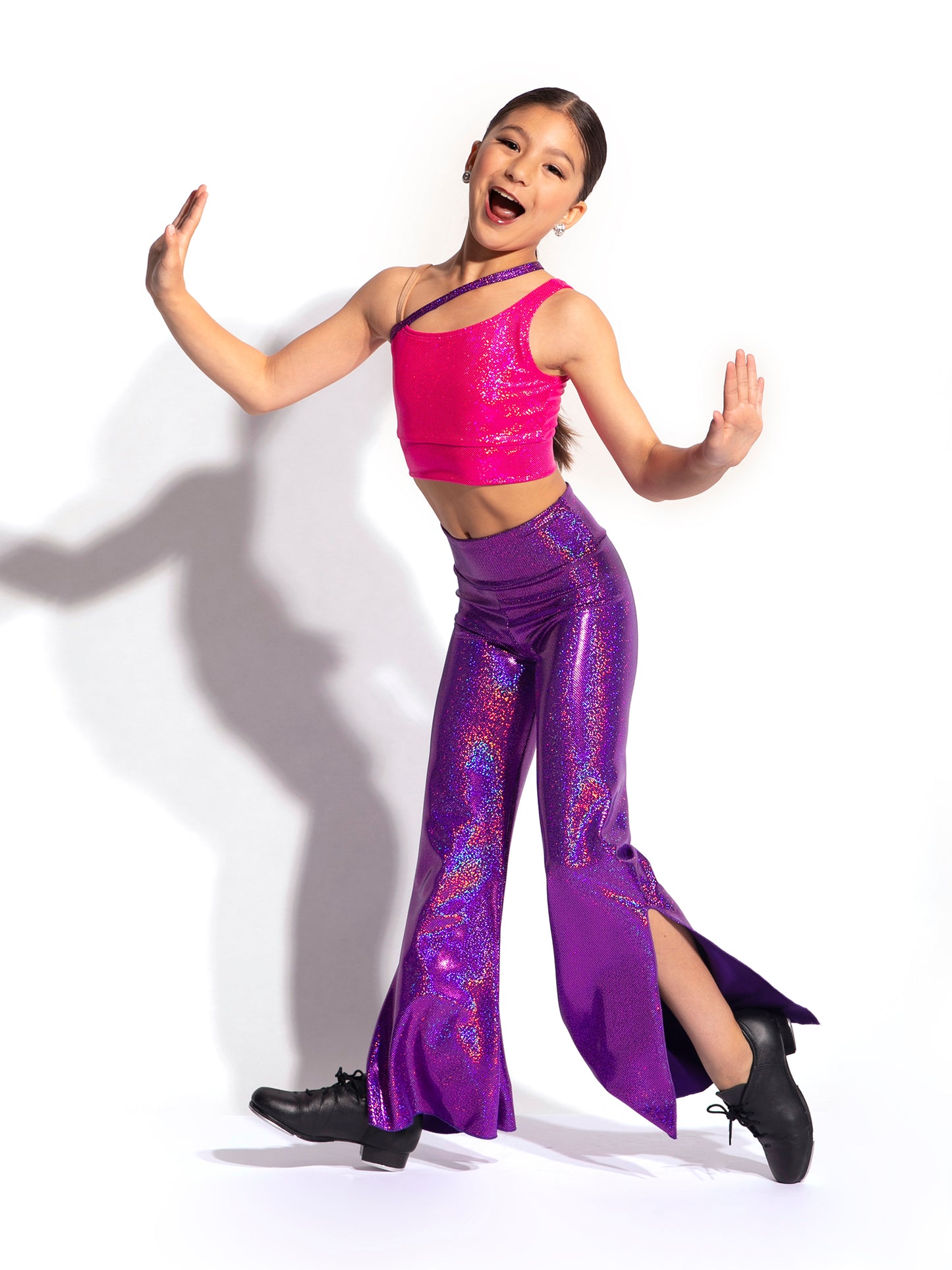 Bell Bottom Slit Hologram Pants