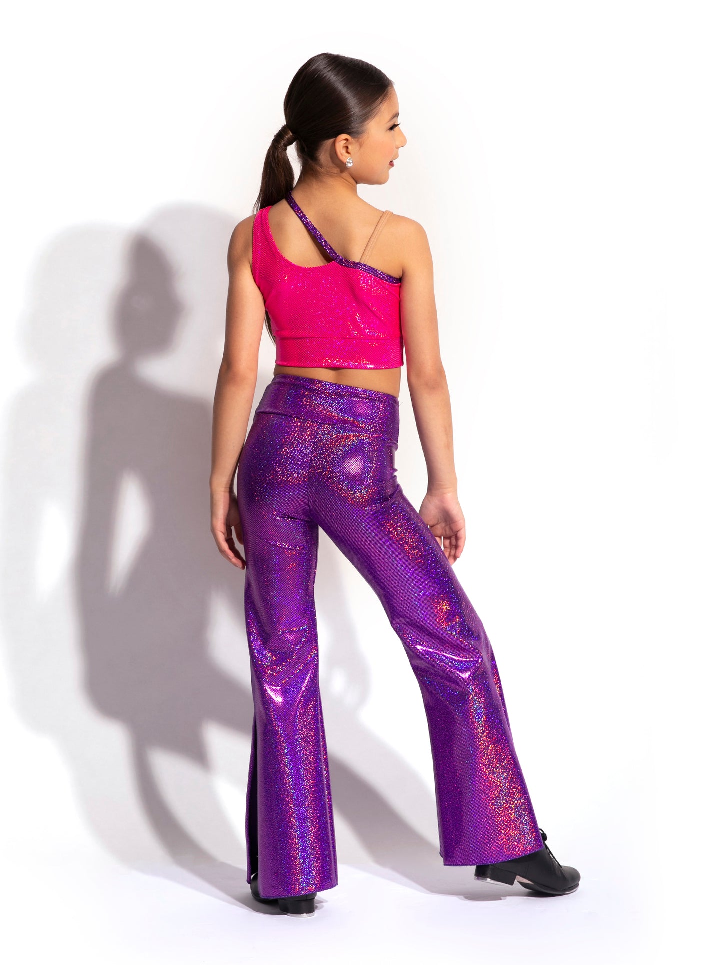 Bell Bottom Slit Hologram Pants