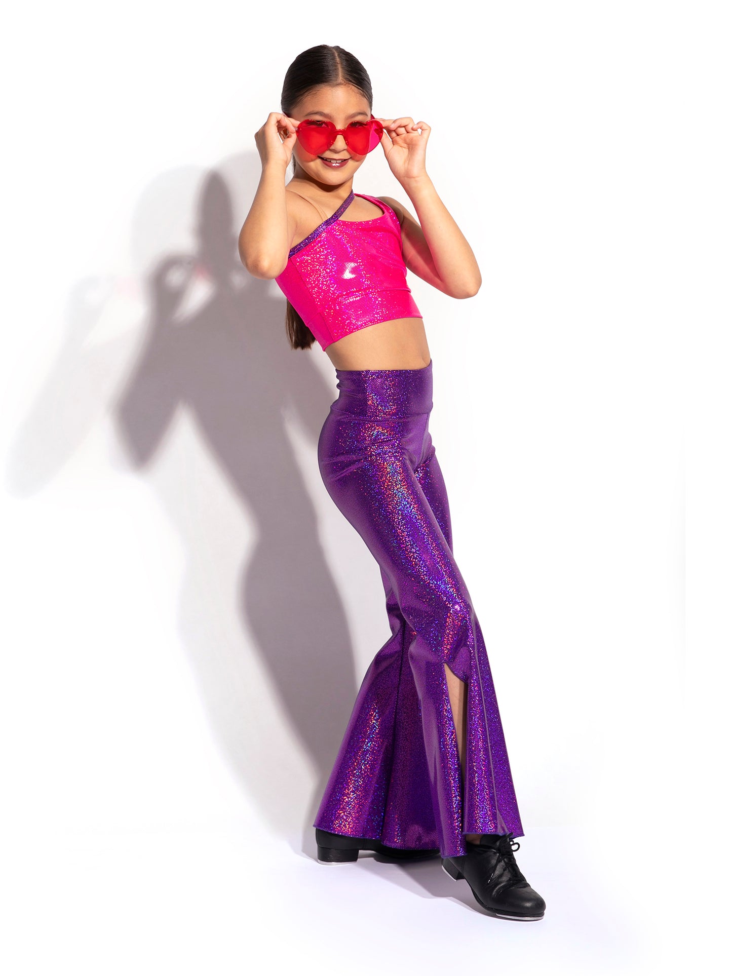 Bell Bottom Slit Hologram Pants