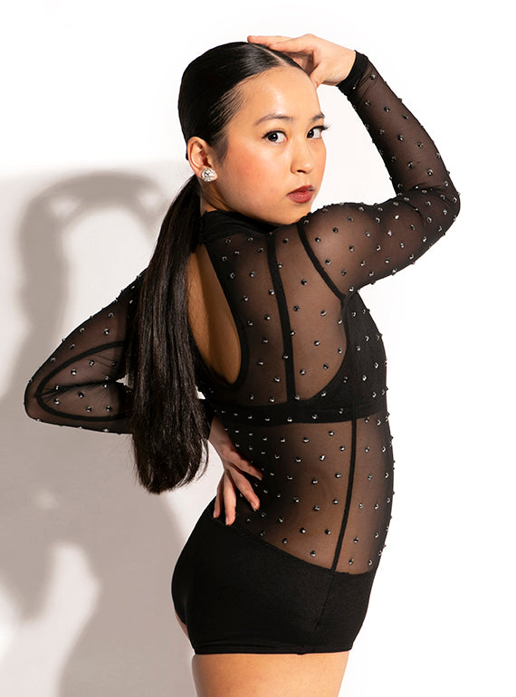 Network Mesh Leotard Set - Rhinestones Alternate Image