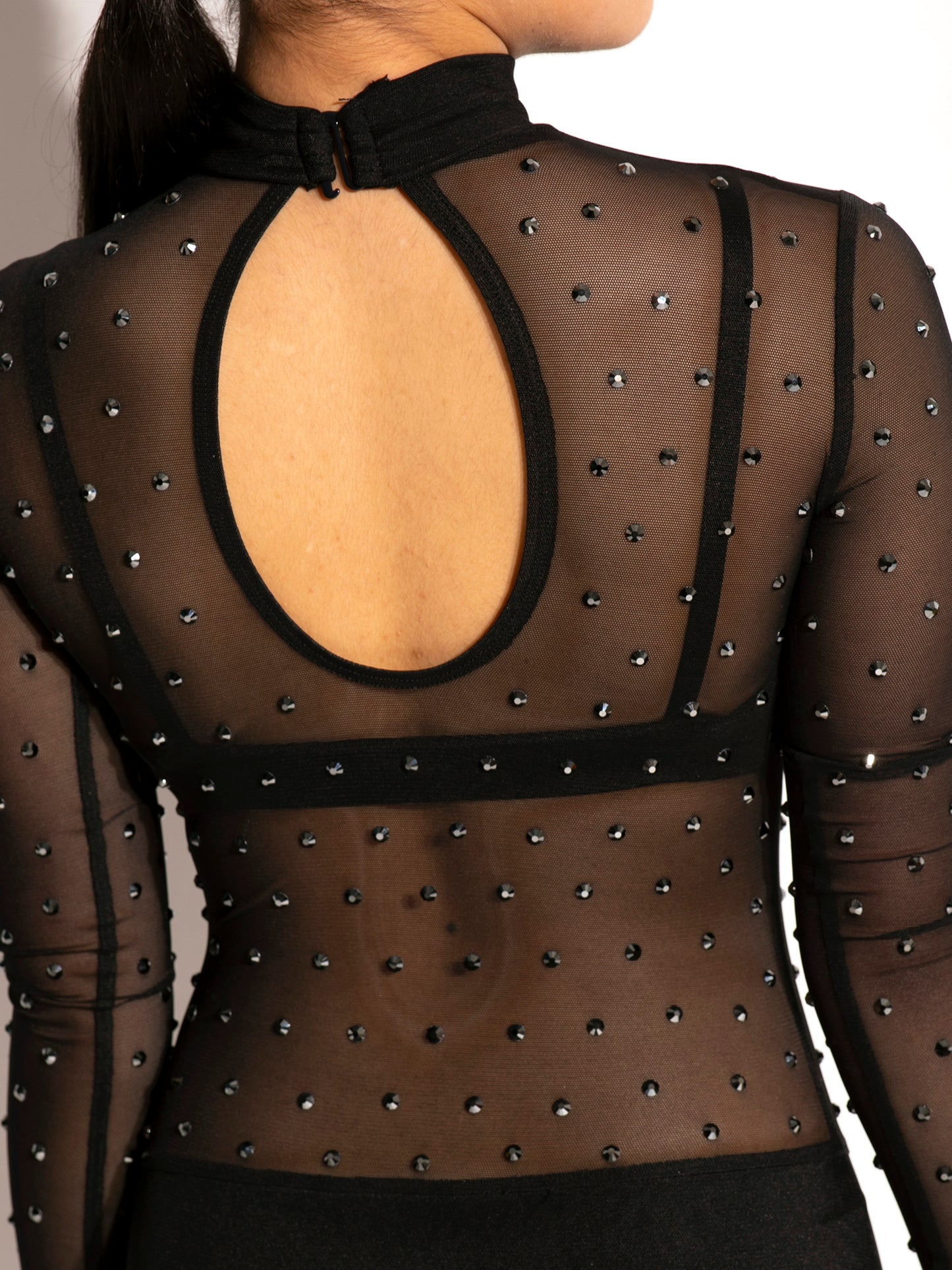 Network Mesh Leotard Set - Rhinestones