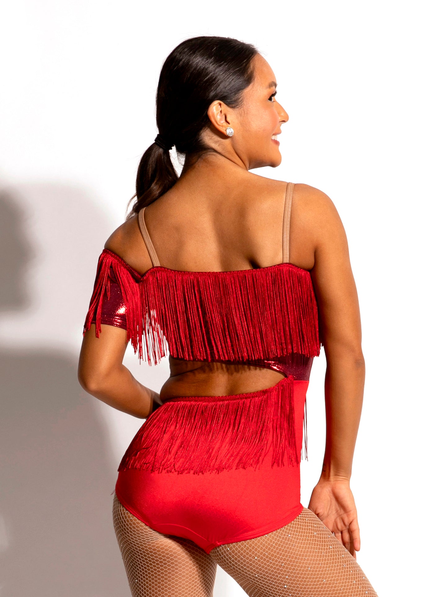 Oblique Fringe Leotard