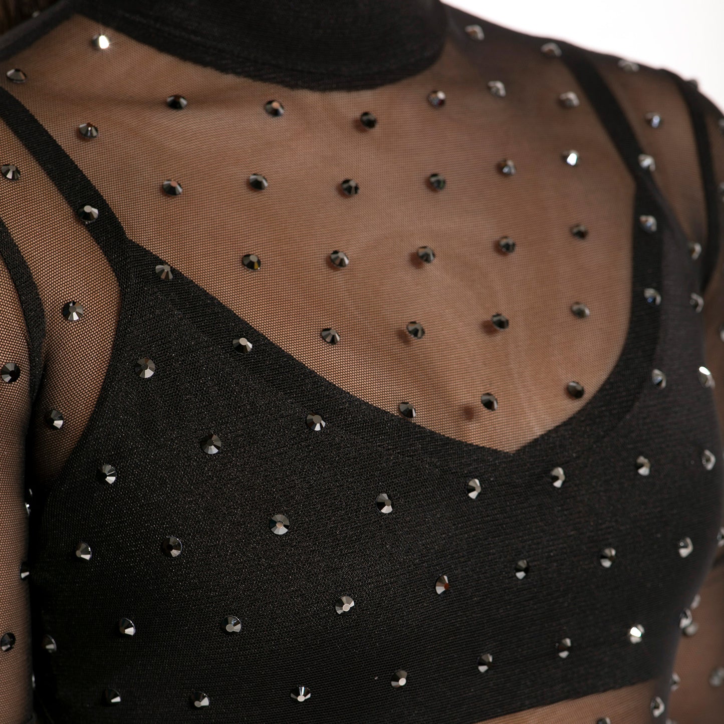 Network Mesh Leotard Set - Rhinestones