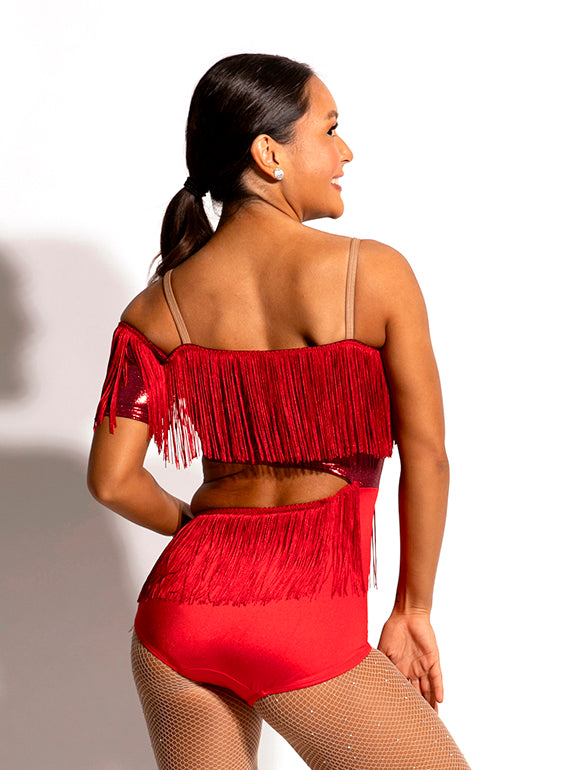 Oblique Fringe Leotard Alternate Image