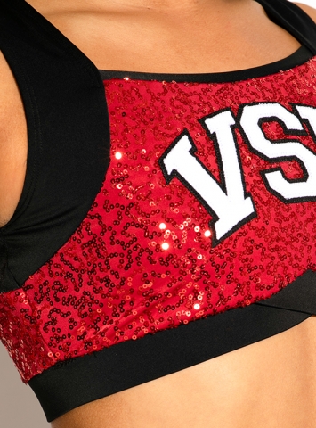 Red, white and blue gameday tube top with built in sports bra.